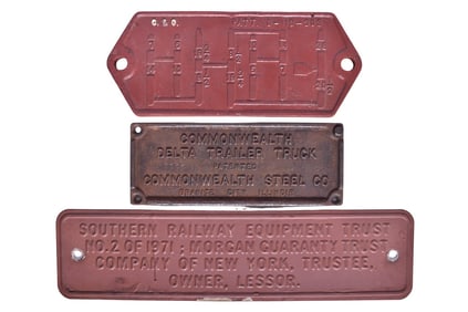 Three Railroad Plates - Southern Railway Trust Plate, Chesapeake and Ohio Brake Diagram