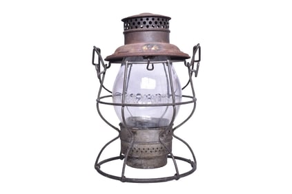 Adlake Reliable Chicago and North Western Railway Railroad Lantern with Clear Cast Globe