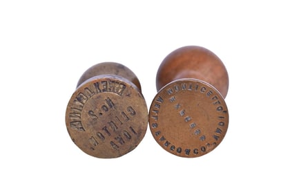Pair of Wax Sealers - Wells Fargo and Co. Express and Railway Express Agency, Inc. No. 2