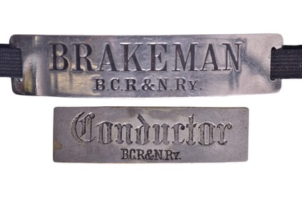 Burlington Cedar Rapids and Northern Railway Conductor's Pin, Brakeman Cap Badge