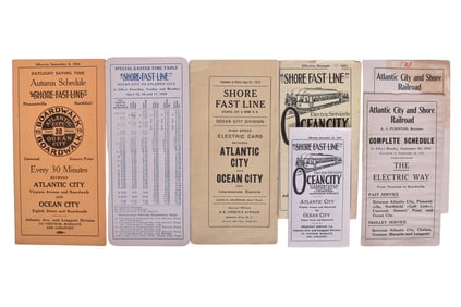 Seven Atlantic City and Shore Railroad Timetables - 1912 to 1924