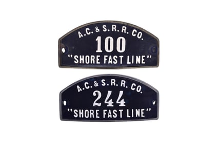 Pair of Atlantic City & Shore Railroad "Shore Fast Line" Cap Badges