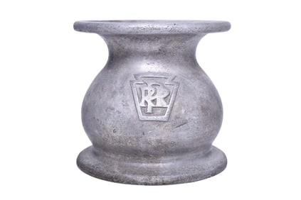 Pennsylvania Railroad Cast Iron Spittoon w/ Keystone Herald