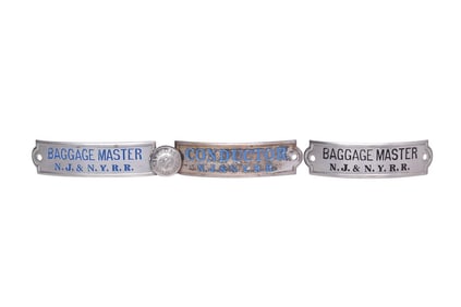 New Jersey & New York Railroad Conductor and Baggage Master Cap Badges