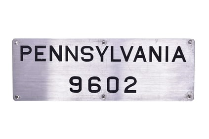 Pennsylvania Railroad #9602 Experimental "Tubular Train" Passenger Car Metal Name Plate