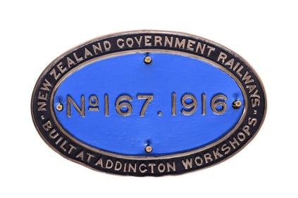 New Zealand Railways Brass Steam Locomotive Builders Plate