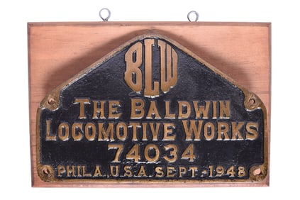 Baldwin Locomotive Works C&O / N&W C16 B 0-8-0 Steam Locomotive Builders Plate