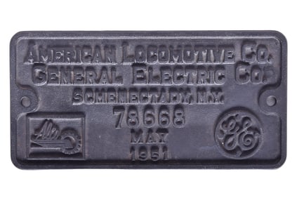 ALCO Pennsylvania Railroad FB-2 #9616B Locomotive Builders Plate