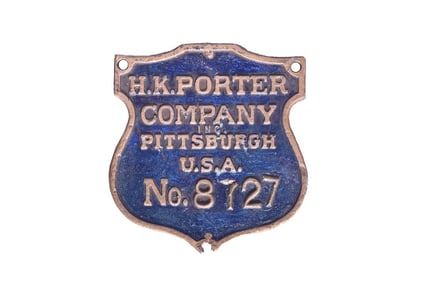 H.K. Porter Locomotive Builders Plate - Auos Especiales Steel Mill - Brazil