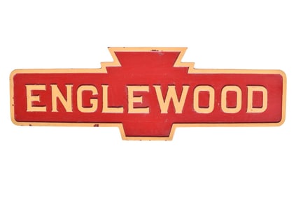 Reproduction Pennsylvania Railroad "Englewood" Cast Iron Approach Sign