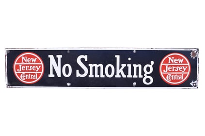 Central of New Jersey Railroad Porcelain No Smoking Sign