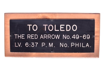 Pennsylvania Railroad "Red Arrow" No. 49 Passenger Train Departure Sign