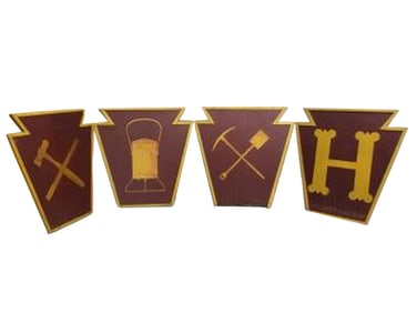 Set of Four Pennsylvania Railroad 724th Railway Battalion Wooden Hanging Department Signs