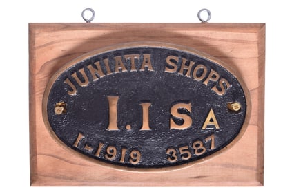 Juniata Shops Pennsylvania Railroad I1SA 2-10-0 Locomotive Builders Plate