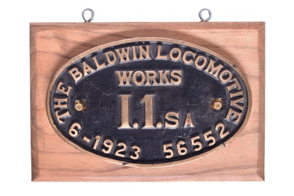 Baldwin Locomotive Works Pennsylvania Railroad I1SA 2-10-0 Locomotive Builders Plate