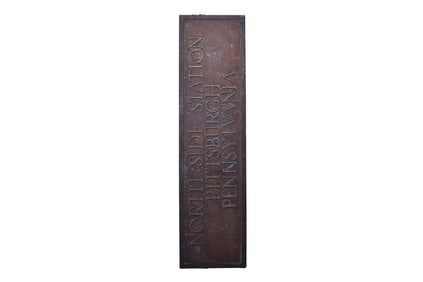 Brass North Side Station Pittsburgh Pennsylvania Railroad Sign