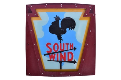 Pennsylvania Railroad Reproduction "South Wind" Passenger Train Drumhead / Tail Sign w/ Display