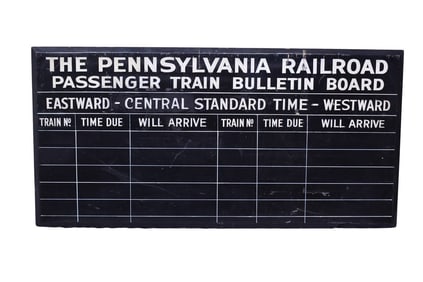Pennsylvania Railroad Depot Wooden Passenger Train Bulletin / Schedule Board