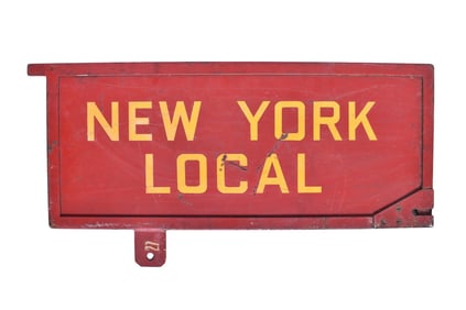 Pennsylvania Railroad Double Sided "New York Local" Passenger Train Gate Sign