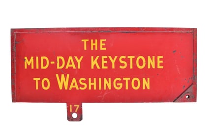 Pennsylvania Railroad "Mid-Day Keystone" Passenger Train Steel Gate Sign