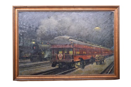 ORIGINAL Griff Teller Pennsylvania Railroad Broadway Limited Painting