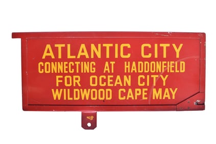 Pennsylvania Railroad Double Sided "Atlantic City" Passenger Train Gate Sign