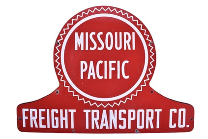 Missouri Pacific Freight Transport Die Cut Porcelain Sign