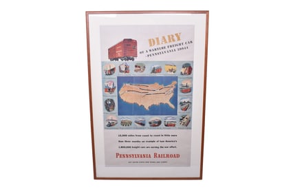 Pennsylvania Railroad Framed WWII War Effort Advertising Poster Print - Diary of a Wartime Freight C