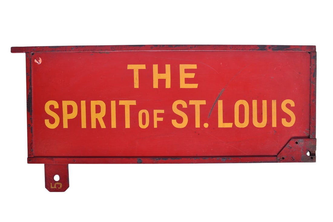 Pennsylvania Railroad Double Sided "Spirit of St. Louis" Passenger Train Gate Sign (1 of 3)