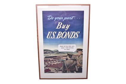 Pennsylvania Railroad " Buy U.S. Bonds" Framed War Effort Advertising Poster Print