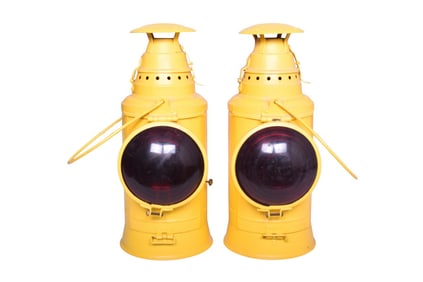 Pair of Restored Dressel Pennsylvania Railroad Caboose Marker Lamps