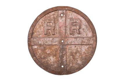 Cast Iron Early Railroad Crossing Sign