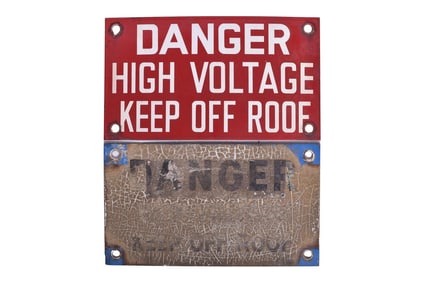 Pennsylvania Railroad, Conrail E44 Pantograph Porcelain Danger High Voltage Signs