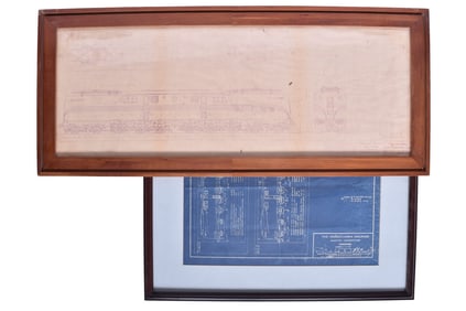 Pair of Pennsylvania Railroad GG-1 Framed Blueprints