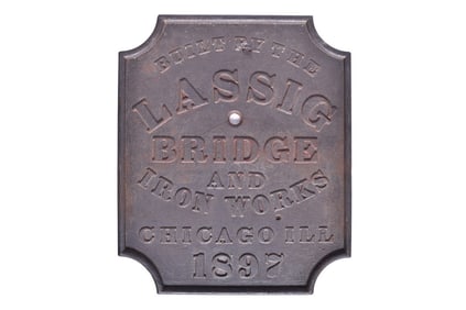 1897 Lassig Bridge and Iron Works Cast Iron Plate
