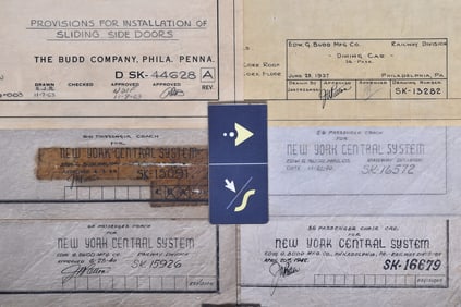 Six Original Budd Company New York Central Passenger Car Drawings - 1937, 1939, 1940, 1942, 1963