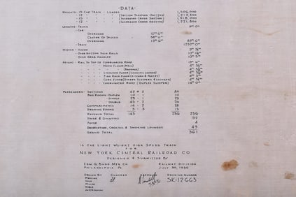 Original 1936 Budd Company New York Central 15 Car Light Weight High Speed Passenger Train