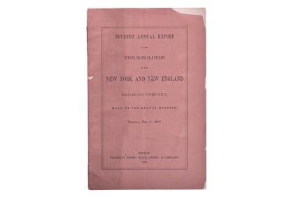 1882 New York and New England Stockholder's Booklet