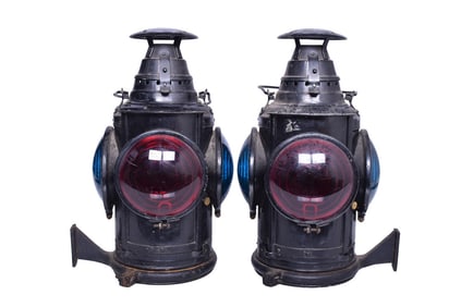 Matched Pair of Dressel Caboose Marker Lamps