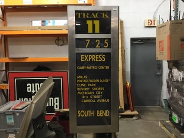 Chicago South Shore & South Bend Millennium Station "Track 11" Track Indicator / Destination Sign