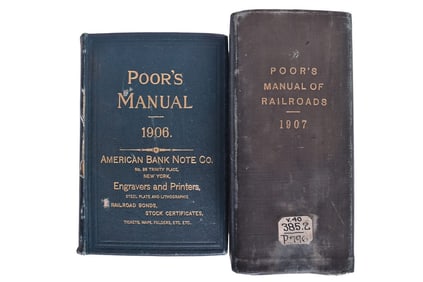 Pair of Poor's Manual Of Railroads 1906 and 1907 w/ Maps