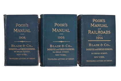 Three Poor's Manual Of Railroads - 1908, 1909, and 1914 with Maps