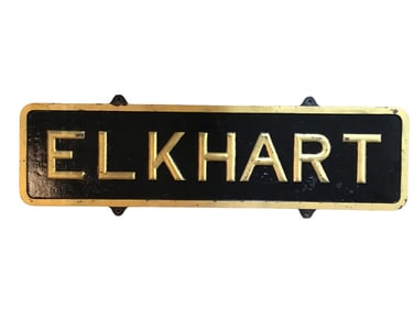 Reproduction New York Central Railroad Cast Iron "Elkhart" Station Approach Sign