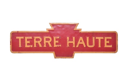 Reproduction Pennsylvania Railroad "Indiana Harbor" Cast Iron Approach Sign