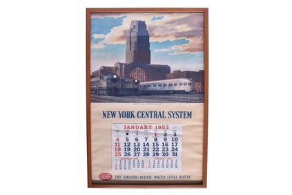 Framed Complete New York Central Railroad 1953 Calendar