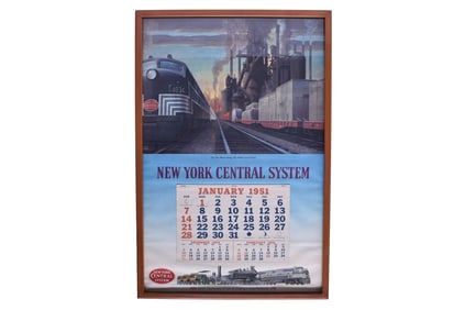 Framed Complete New York Central Railroad 1951 Calendar