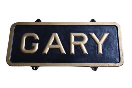 Reproduction New York Central Railroad Cast Iron "Gary" Station Approach Sign
