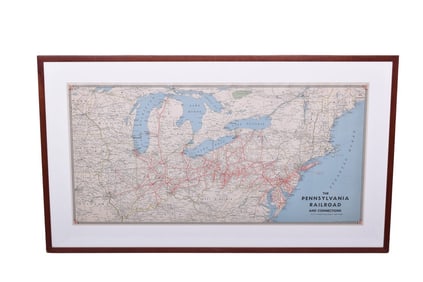Framed Pennsylvania Railroad Map (1940s?)