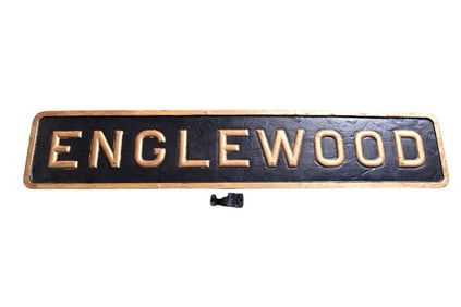 Reproduction New York Central Railroad Cast Iron "Englewood" Station Approach Sign