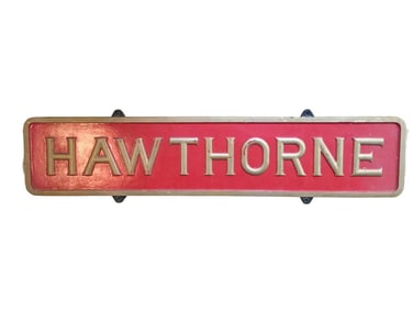 Reproduction Pennsylvania Railroad "Hawthorne" Cast Iron Approach Sign